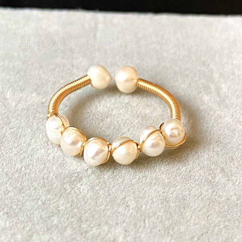 Nhẫn Đeo Tay Mạ Vàng 14k Đính Ngọc Trai Tự Nhiên