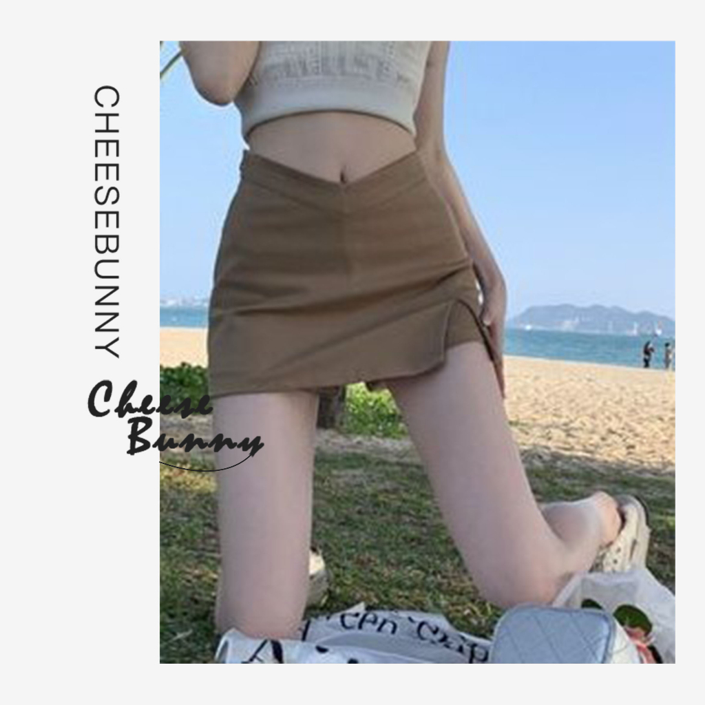 CheeseBunny Chân Váy Xẻ Tà Lưng Cao Thời Trang Mùa Hè Cho Nữ