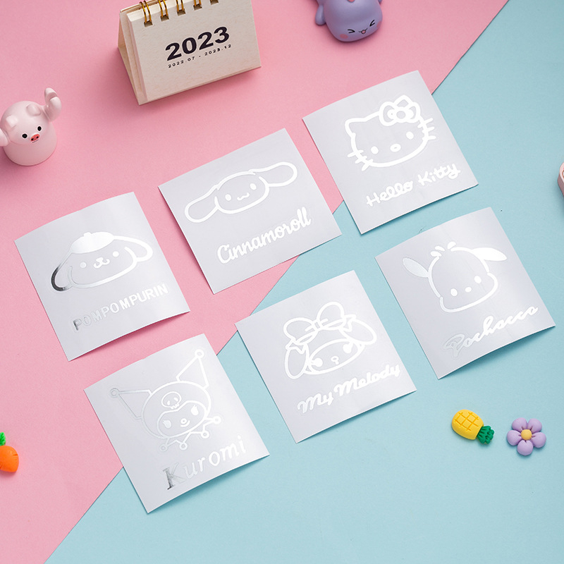 Miếng Dán Kim Loại Chống Thấm Nước Hình Sanrio Màu Bạc Trang Trí Điện Thoại