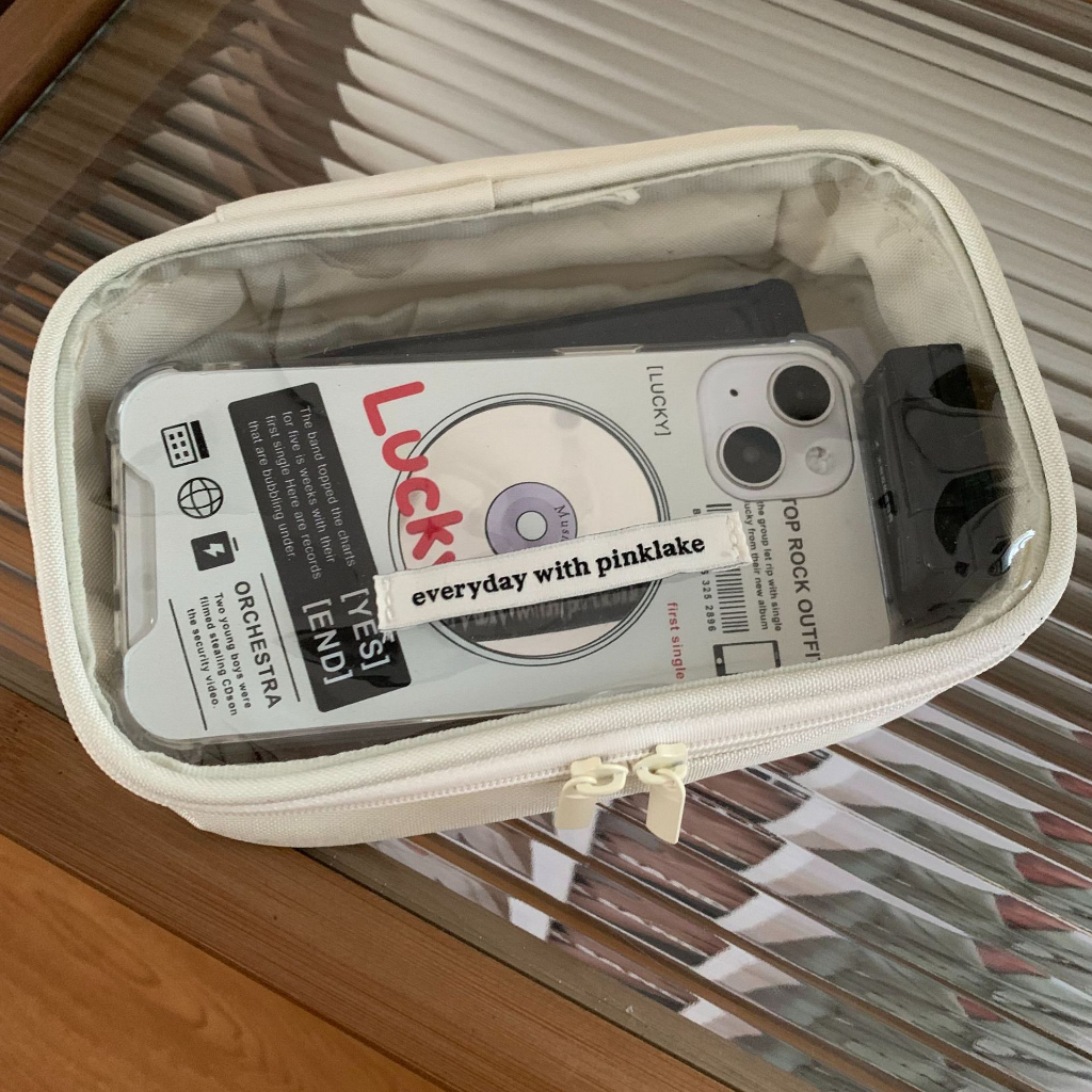 Túi Đựng Mỹ Phẩm Bằng pvc Trong Suốt In Chữ Tiếng Anh Đơn Giản