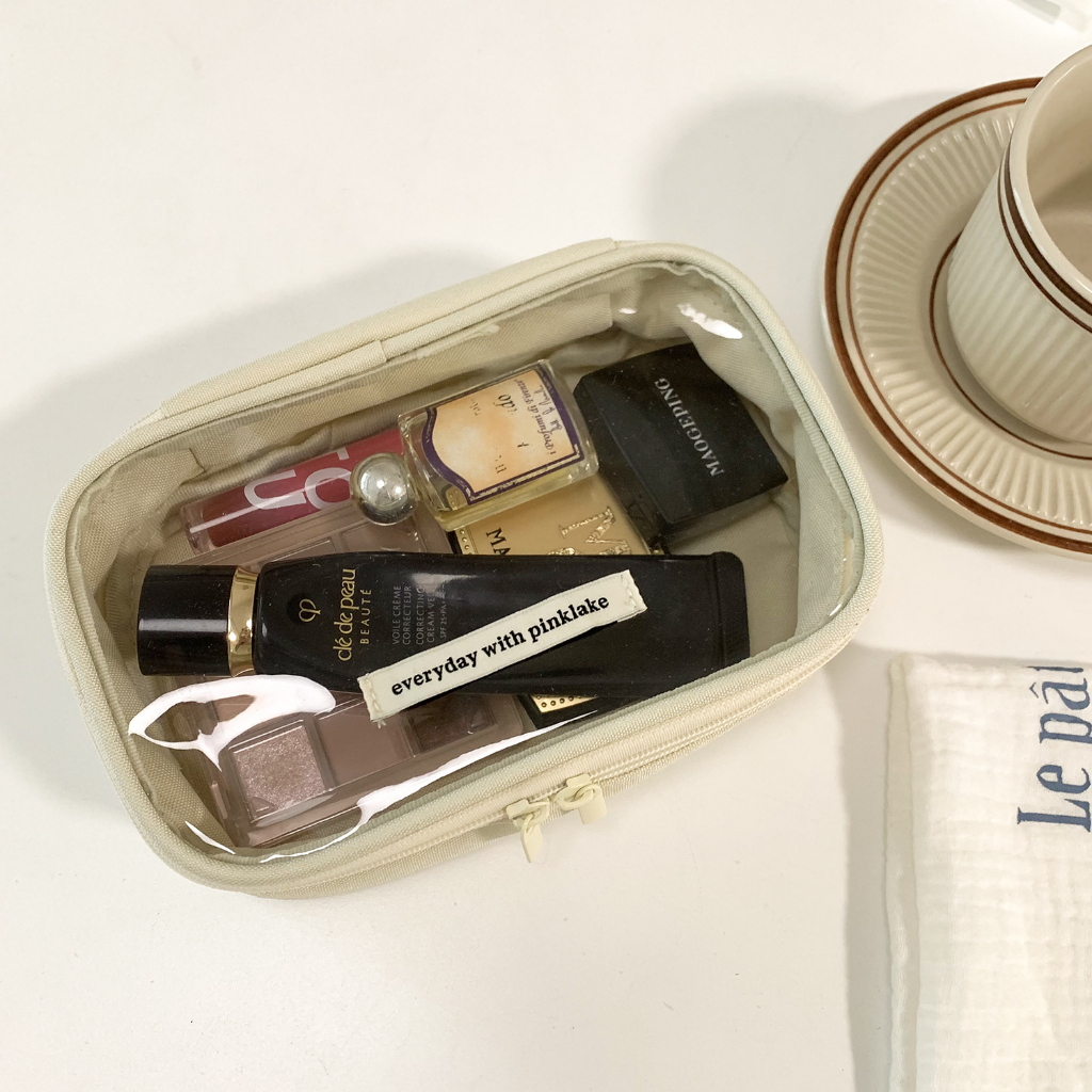 Túi Đựng Mỹ Phẩm Bằng pvc Trong Suốt In Chữ Tiếng Anh Đơn Giản