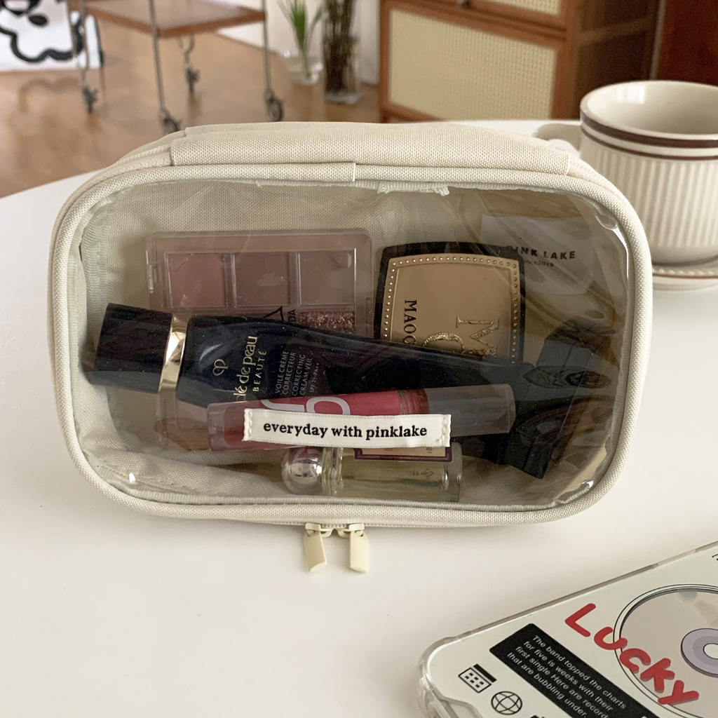 Túi Đựng Mỹ Phẩm Bằng pvc Trong Suốt In Chữ Tiếng Anh Đơn Giản