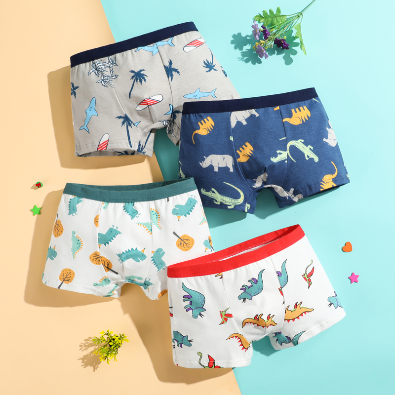 Bộ 4 Quần Lót cotton Mềm Mại In Họa Tiết Dễ Thương Cho Bé Trai