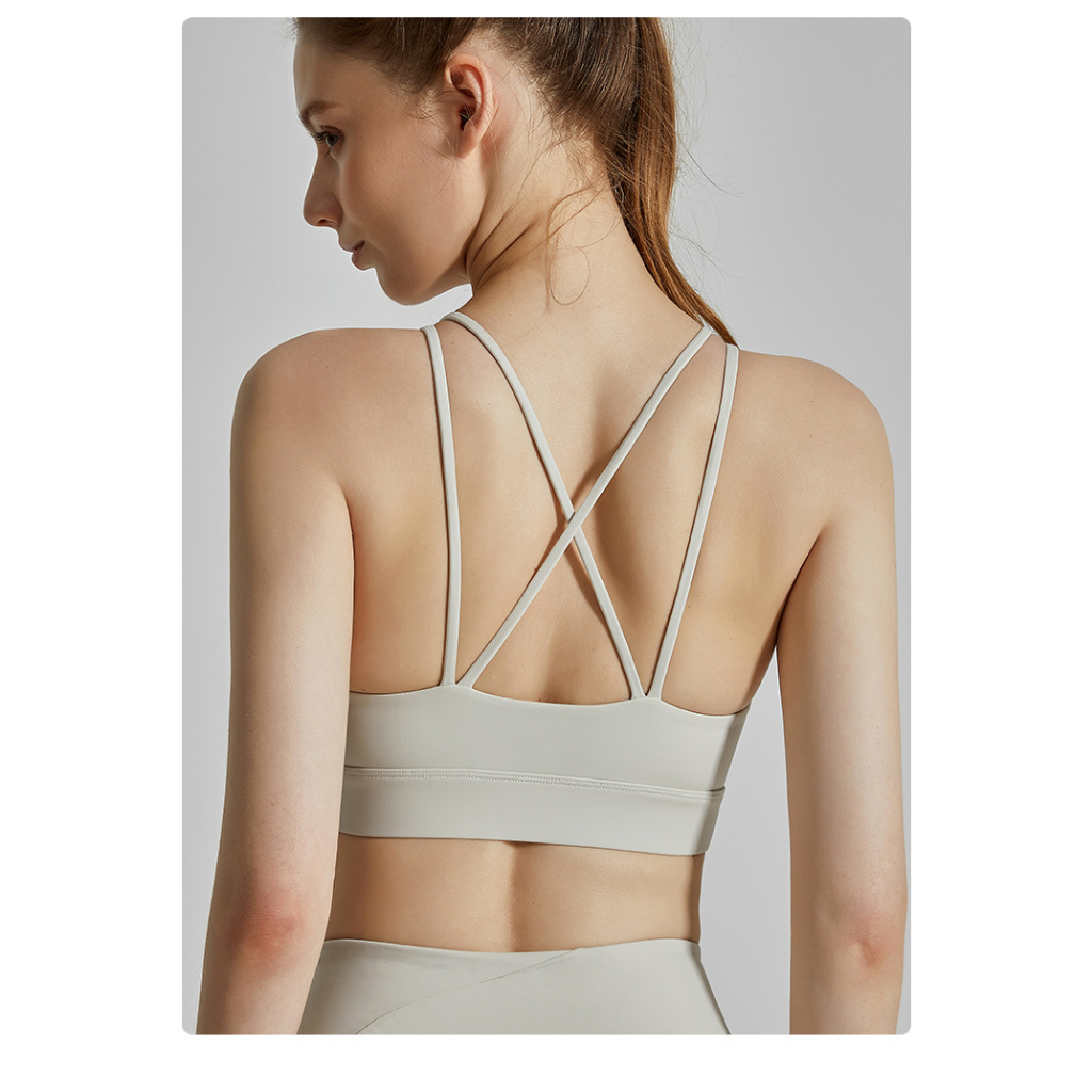 Áo Ngực Thể Thao Dây Chéo Lưng Có Mút Cố Định Tập Yoga