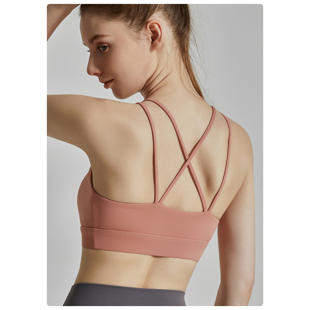 Áo Ngực Thể Thao Dây Chéo Lưng Có Mút Cố Định Tập Yoga