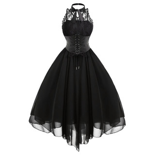 Đầm Ôm Không Tay Phối Ren Phong Cách Gothic Thời Trang Dự Tiệc Halloween Cho Nữ