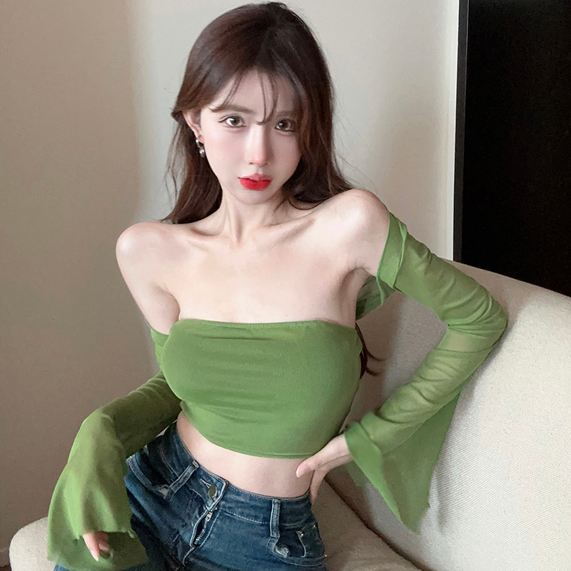 Set Đồ 2 Món Gồm Áo Ống Màu Trơn Và Áo Ống Tay Loe Chống Nắng Phong Cách Hàn Quốc Cho Nữ