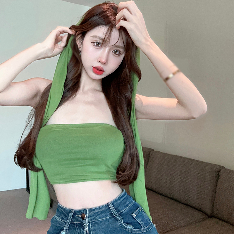 Set Đồ 2 Món Gồm Áo Ống Màu Trơn Và Áo Ống Tay Loe Chống Nắng Phong Cách Hàn Quốc Cho Nữ