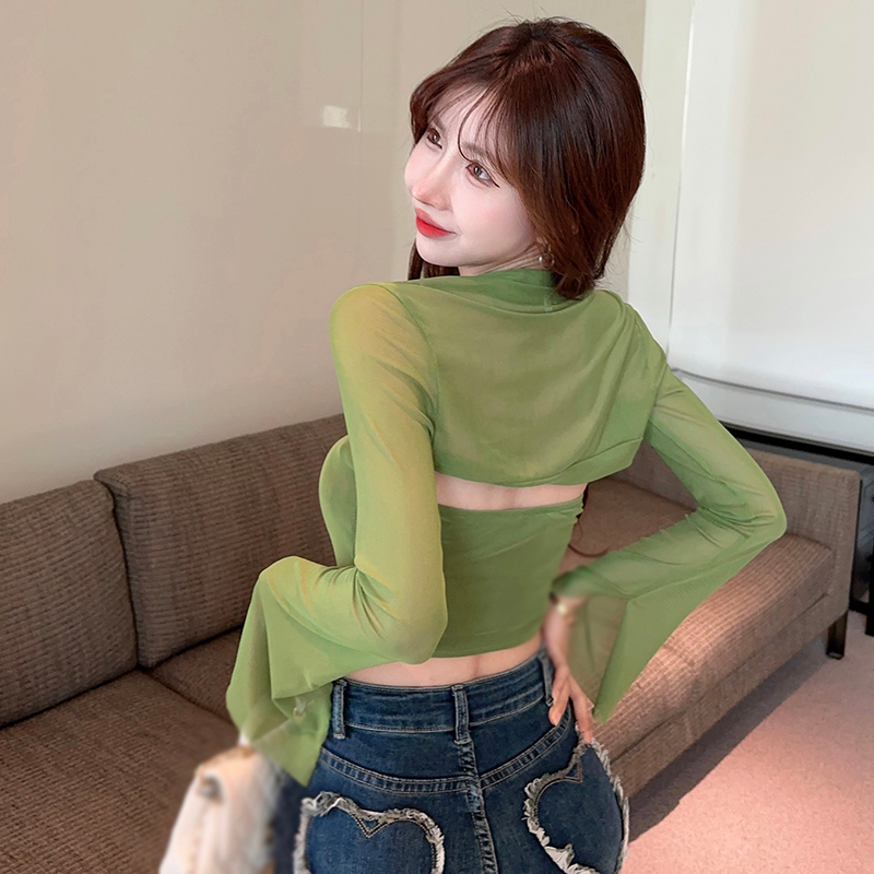 Set Đồ 2 Món Gồm Áo Ống Màu Trơn Và Áo Ống Tay Loe Chống Nắng Phong Cách Hàn Quốc Cho Nữ