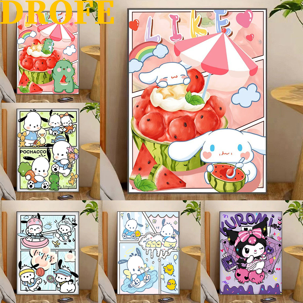 Tranh Sơn Dầu Trang Trí Hình Sanrio Cinnamon (Tự Sơn)