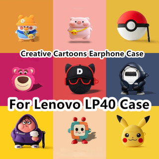 For Lenovo LP40 Case Vỏ Bảo Vệ Hộp Sạc Tai Nghe Lenovo LP40 Mềm Hình Chú Cún Nhỏ Và Khủng Long Dễ Thương