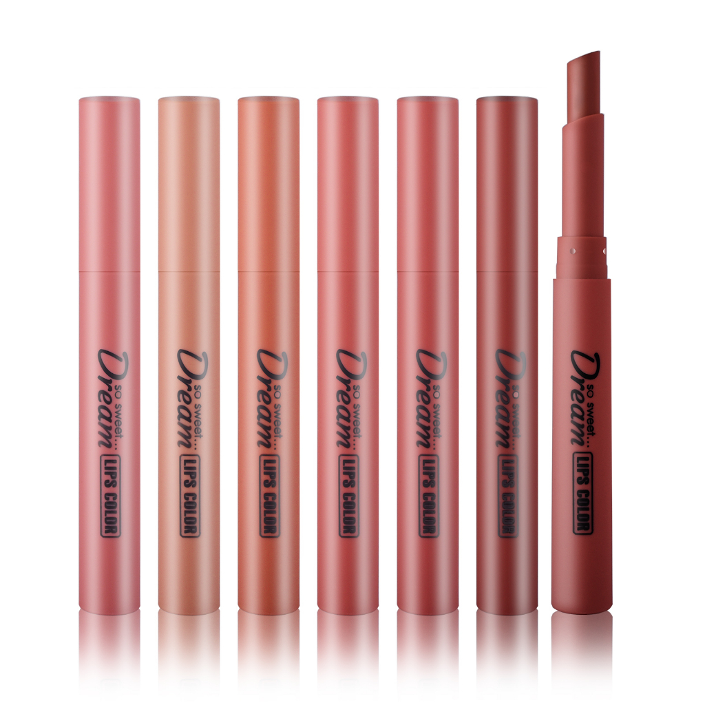Set 6 son môi HengFang 9091A nhung lì không dính cốc có màu đỏ gạch 1.7gx6