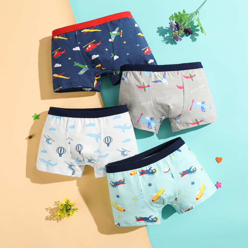 4 Quần Lót Boxer Cotton Mềm Mại Cho Bé Trai