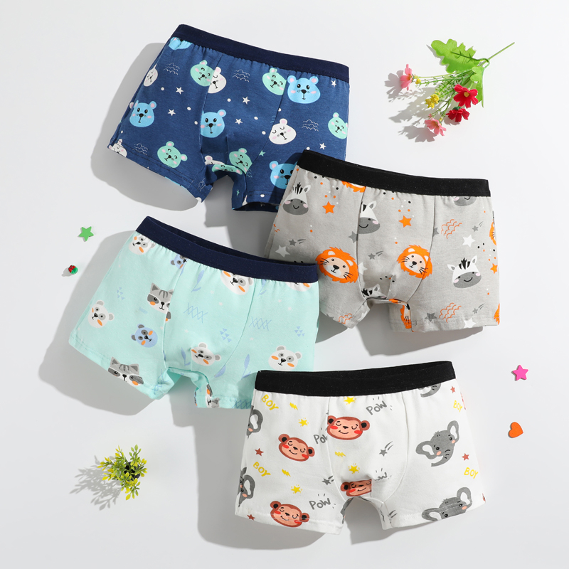 4 Quần Lót Boxer Cotton Mềm Mại Cho Bé Trai