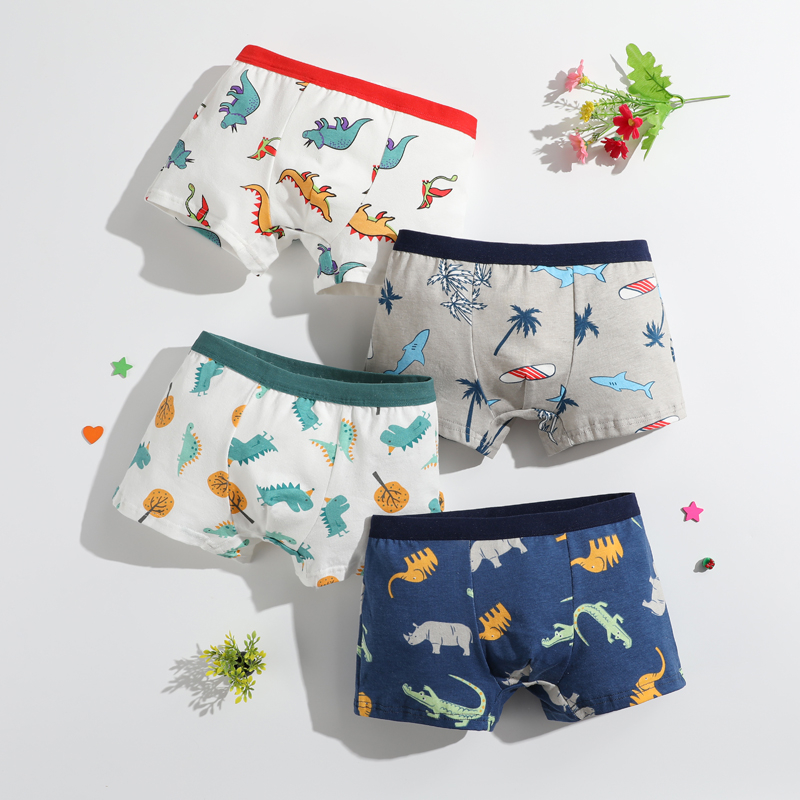 4 Quần Lót Boxer Cotton Mềm Mại Cho Bé Trai