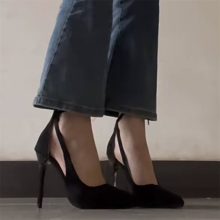 Giày Cao Gót 6cm Màu Đen Quyến Rũ Hợp Thời Trang
