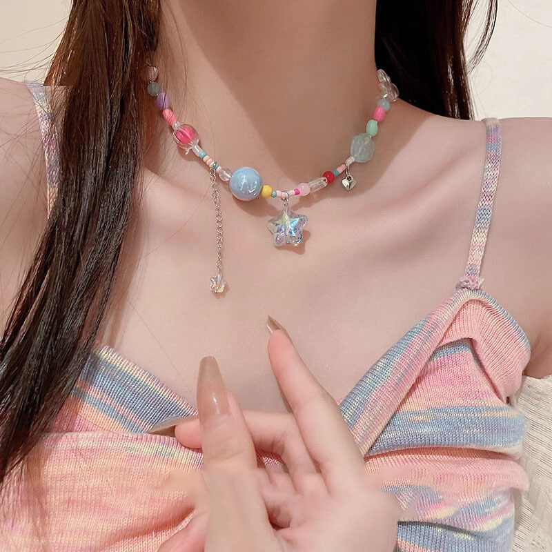 Vòng cổ dopamine Y2K Mặt Hình Hành Tinh Ngôi Sao Nhiều Màu Sắc Phong Cách Hàn Quốc Thời Trang Mùa Hè Cho Học Sinh