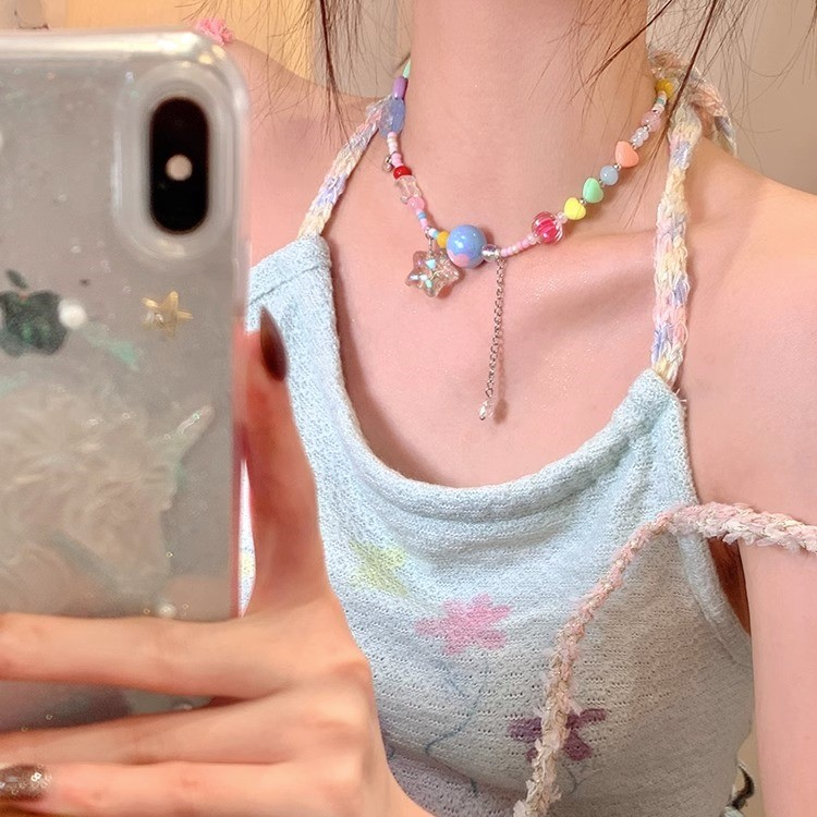 Vòng cổ dopamine Y2K Mặt Hình Hành Tinh Ngôi Sao Nhiều Màu Sắc Phong Cách Hàn Quốc Thời Trang Mùa Hè Cho Học Sinh