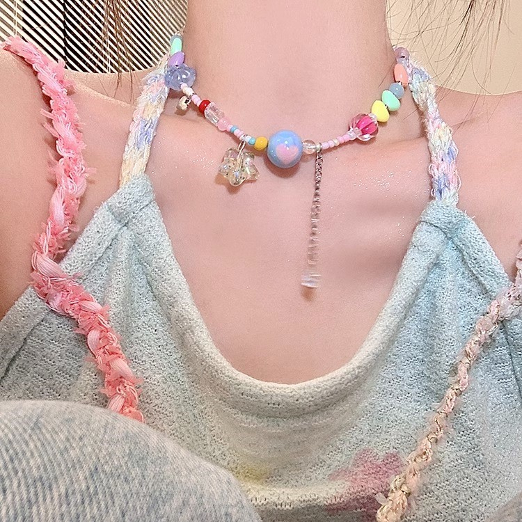 Vòng cổ dopamine Y2K Mặt Hình Hành Tinh Ngôi Sao Nhiều Màu Sắc Phong Cách Hàn Quốc Thời Trang Mùa Hè Cho Học Sinh