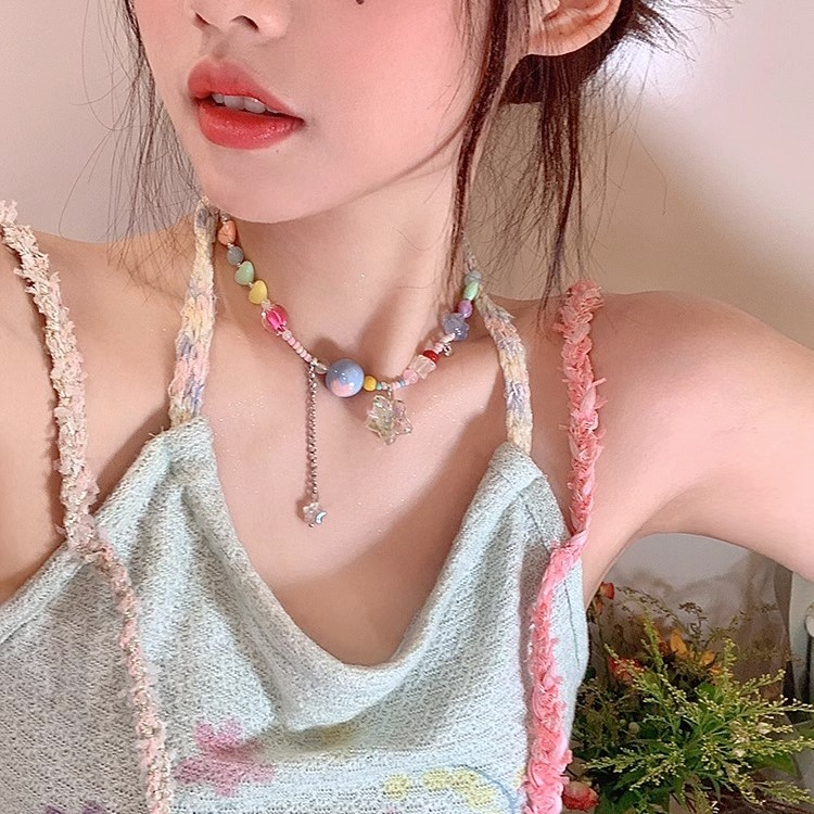 Vòng cổ dopamine Y2K Mặt Hình Hành Tinh Ngôi Sao Nhiều Màu Sắc Phong Cách Hàn Quốc Thời Trang Mùa Hè Cho Học Sinh