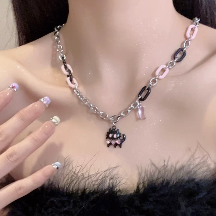 Vòng cổ Mạ Vàng / Bạc 2K Hình Mèo Phong Cách Hip Hop Thời Trang