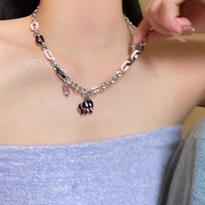 Vòng cổ Mạ Vàng / Bạc 2K Hình Mèo Phong Cách Hip Hop Thời Trang