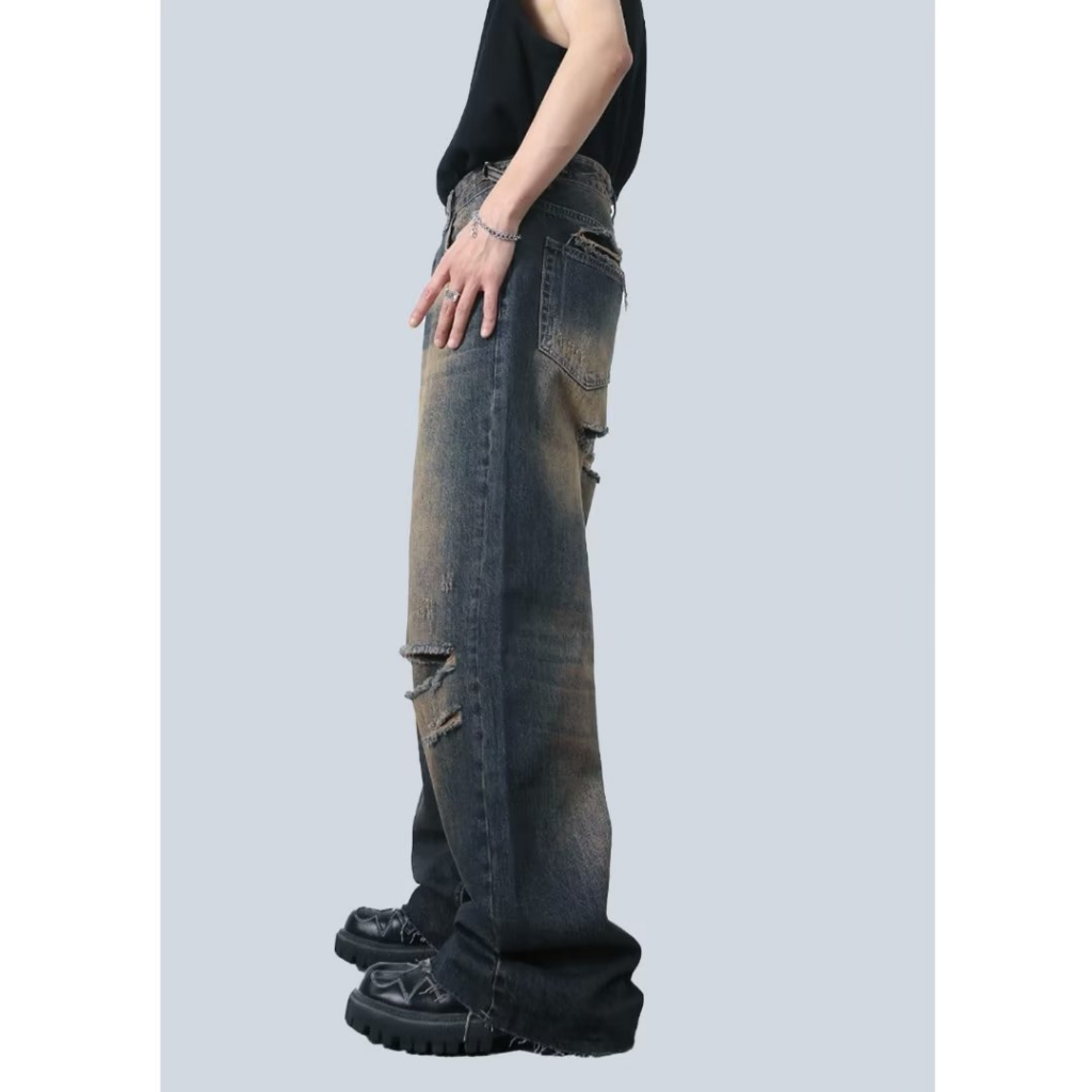 Quần jeans Dài Ống Rộng Thời Trang Dành Cho Nam