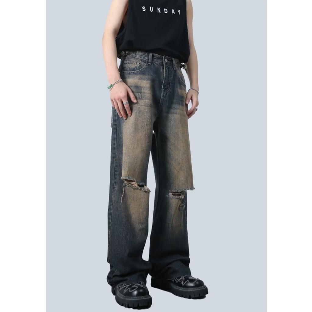 Quần jeans Dài Ống Rộng Thời Trang Dành Cho Nam