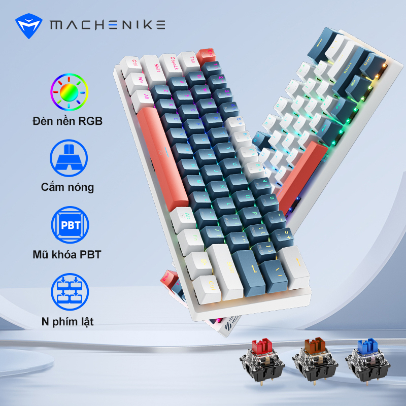Bàn phím cơ chơi game MACHENIKE K500 B61 60% phím có dây RGB