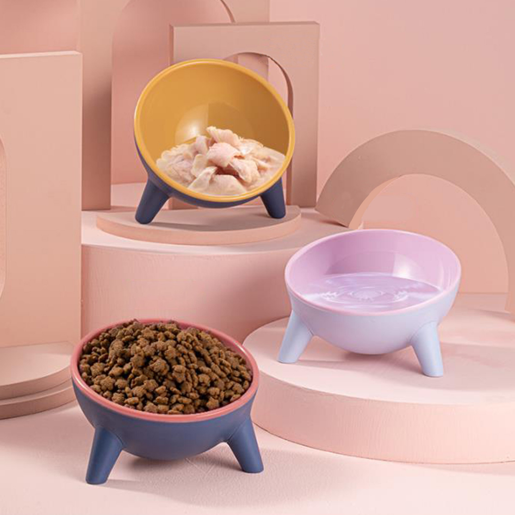 Elsabell. Bát ăn cho thú cưng Bảo vệ cổ nghiêng Dung tích cao Dễ dàng sinh chống trượt Kitty chó mèo