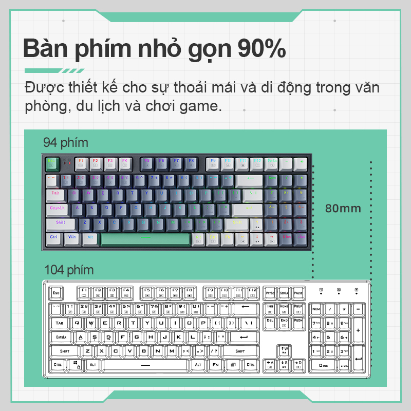 Bàn phím cơ MACHENIKE K500 có dây đèn nền RGB trao đổi nóng