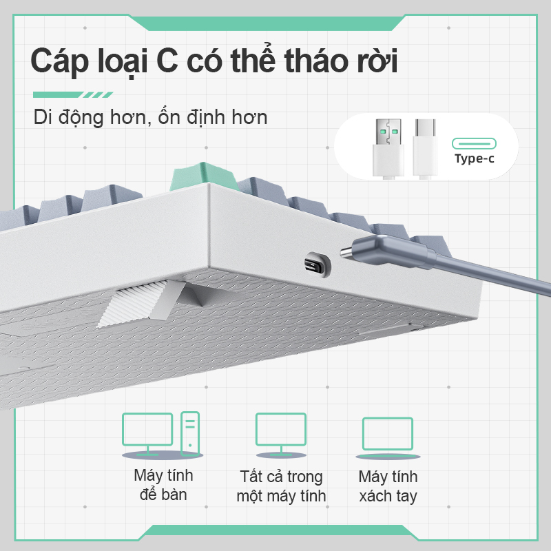 Bàn phím cơ MACHENIKE K500 có dây đèn nền RGB trao đổi nóng
