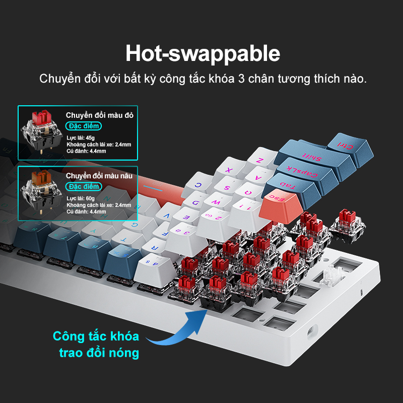 Bàn phím cơ chơi game MACHENIKE K500 B61 60% phím có dây RGB