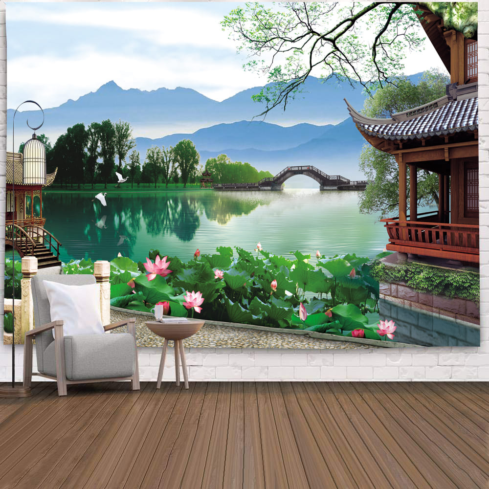 Tranh Vải Treo Tường Trang Trí Phòng Khách / Ngủ / Cắm Trại / Hoạt Động Ngoài Trời Phong Cảnh Núi Non Bộ Phong Cách Bắc Âu