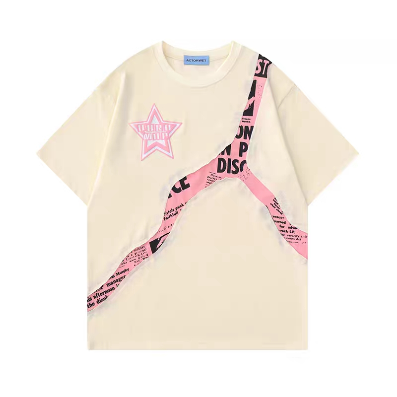 Áo Thun Tay Lửng Cổ Tròn Dáng Rộng Phong Cách Thời Trang Harajuku Nhật Bản