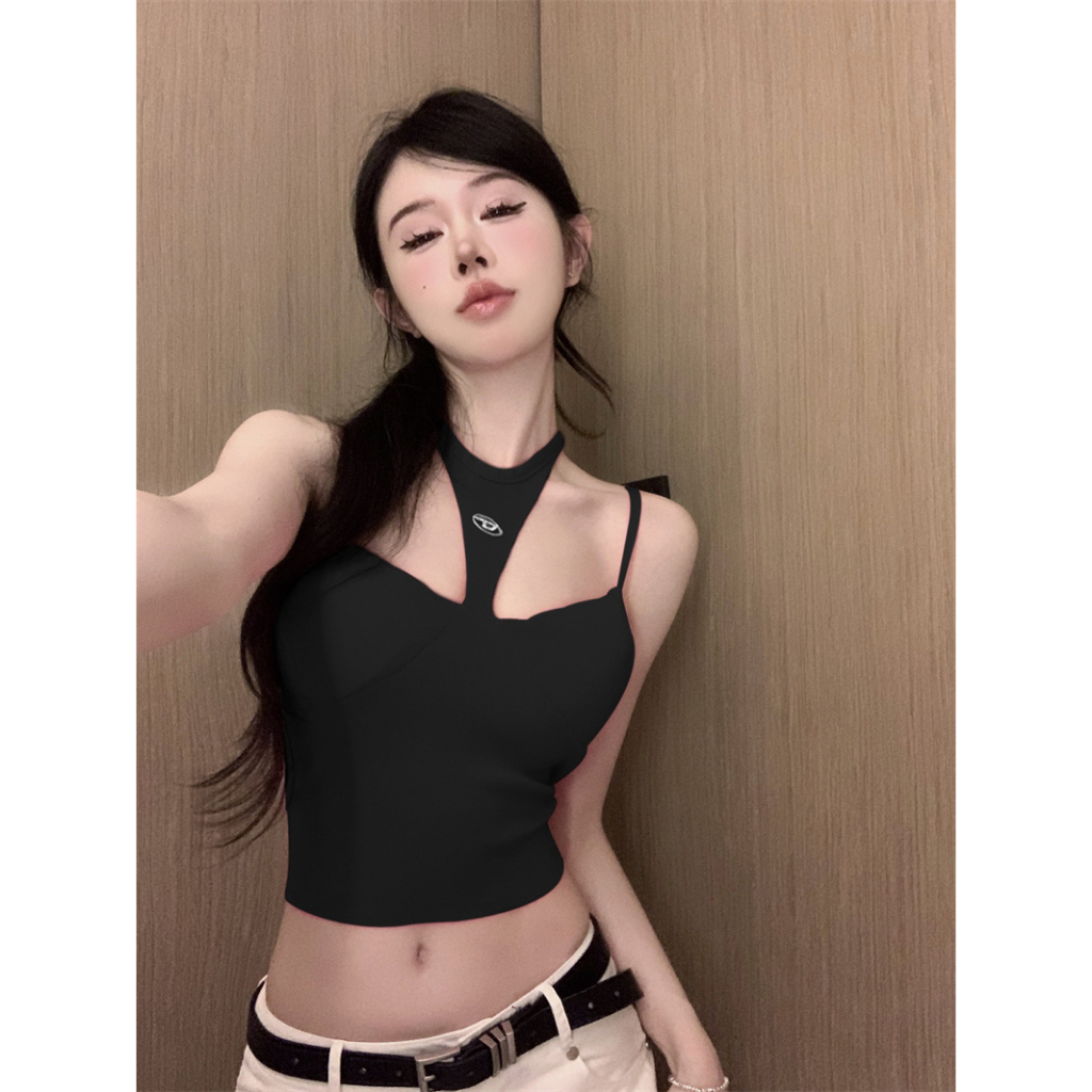 QADCOL Áo Dệt Kim Hai Dây Dáng Ôm Ngắn Màu Đỏ Hồng Thời Trang Mùa Hè Dành Cho Bạn Nữ