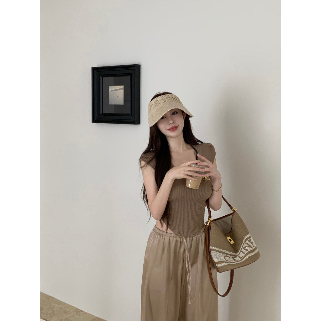 Cocory vn Set Áo Thun Ngắn Tay Cổ Tròn + Quần Dài Lưng Thun Thời Trang Nữ