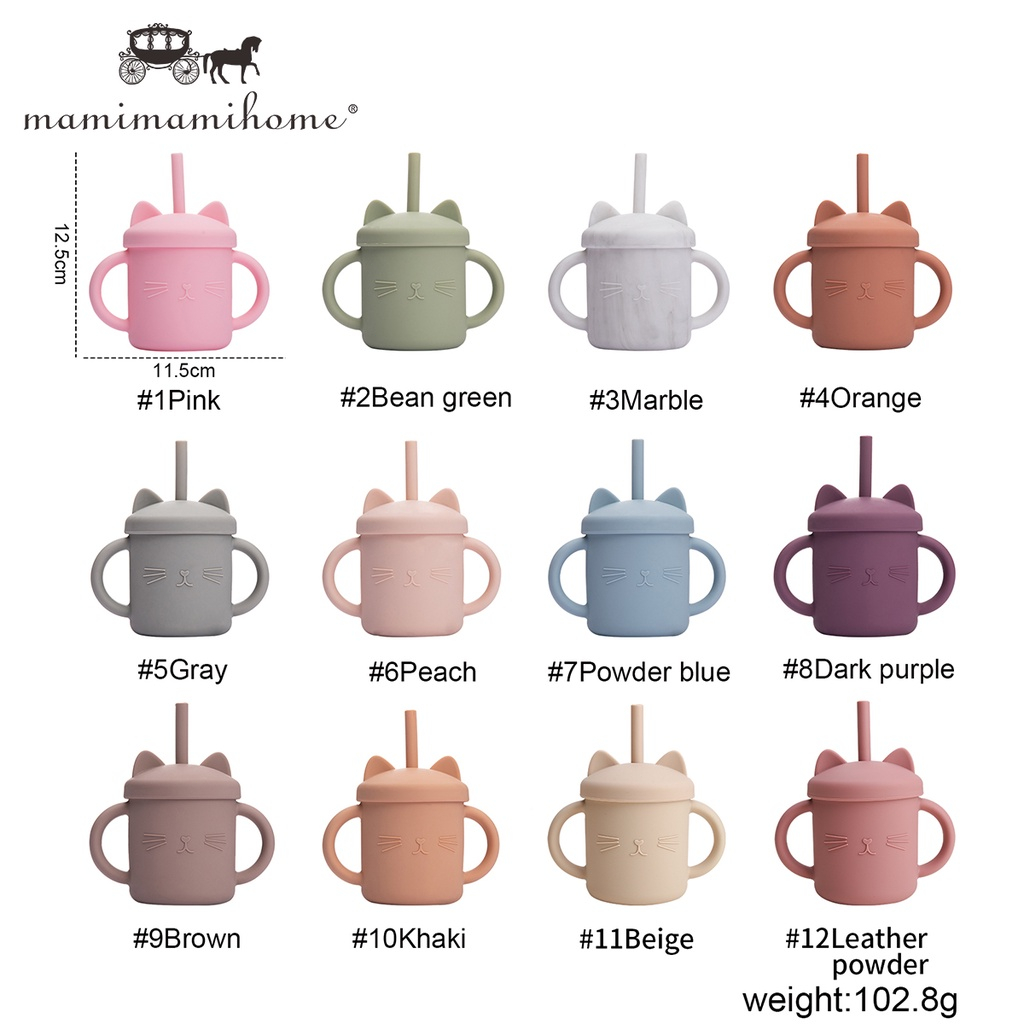 Cốc tập uống nước MAMIMAMIHOME silicone kiểu dáng mèo đáng yêu dành cho trẻ em