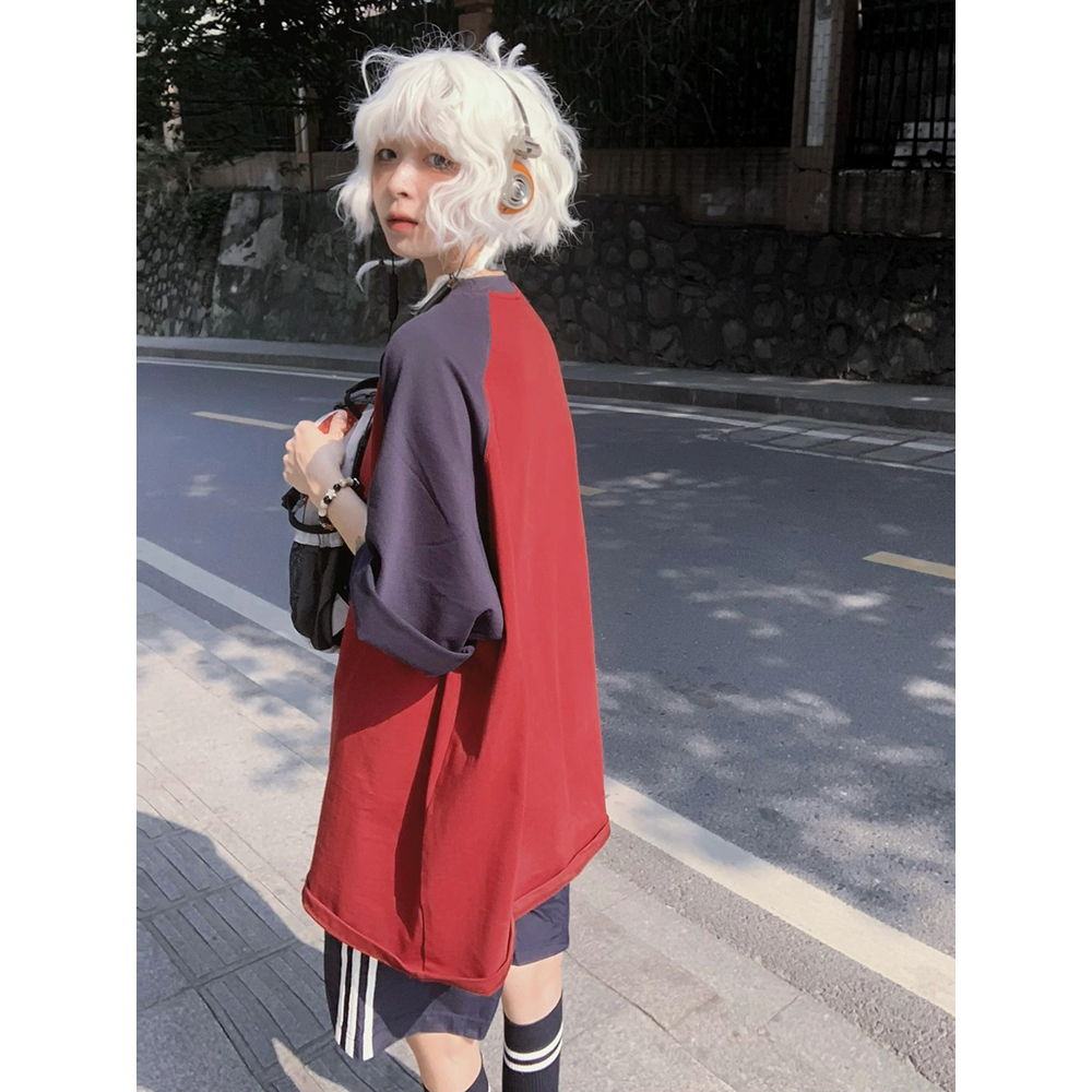 Áo Thun cotton Nguyên Chất Dáng Rộng Tay Ngắn Kiểu retro Mỹ