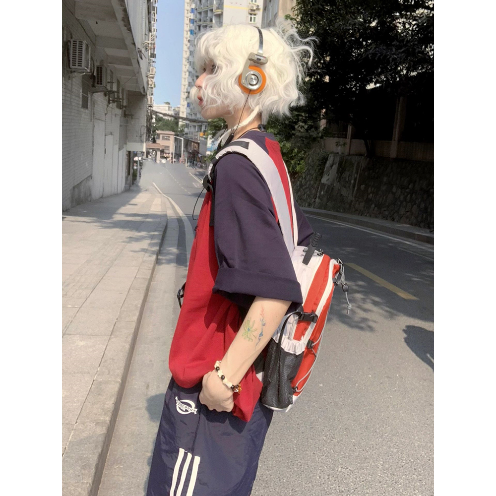 Áo Thun cotton Nguyên Chất Dáng Rộng Tay Ngắn Kiểu retro Mỹ