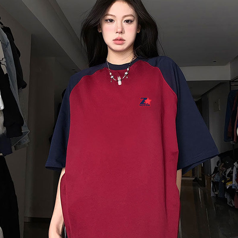 Áo Thun cotton Nguyên Chất Dáng Rộng Tay Ngắn Kiểu retro Mỹ