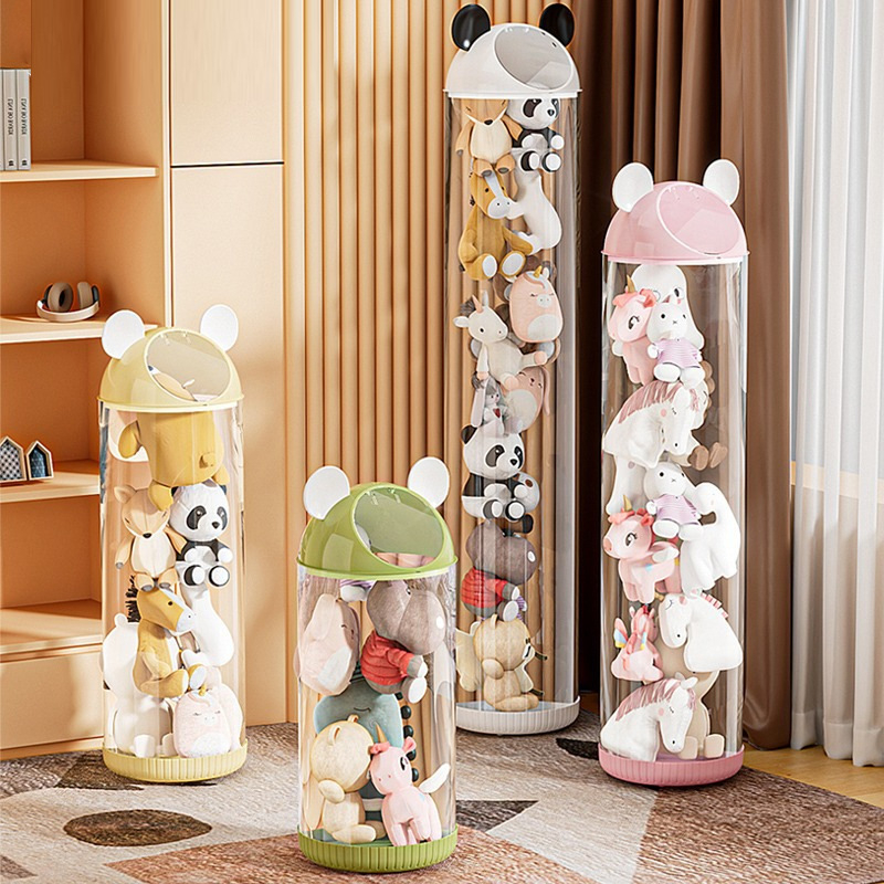 Hộp đựng đồ chơi thú nhồi bông Búp Bê Trong Suốt Xoay Được Nhựa PVC Thùng lưu trữ đồ chơi nhồi bông Chống bụi Blinglight
