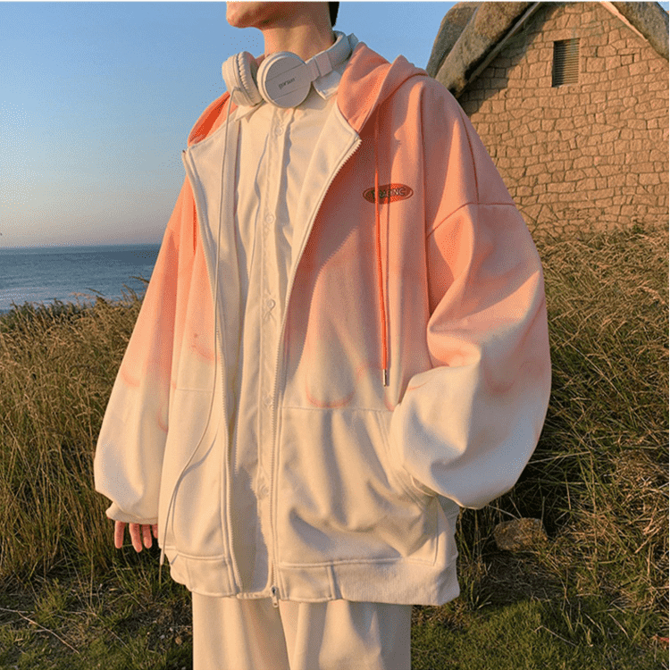 Áo Khoác nam nữ hoodie Bóng Chày Có Mũ Trùm Áo khoác Hoodie zip Dáng Rộng Màu Gradient basic Phong Cách Đường Phố Hàn HOT 2023