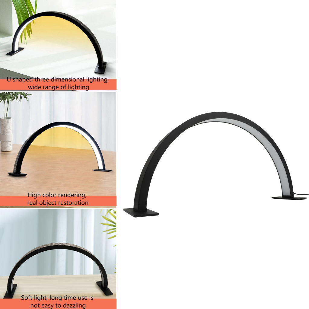 Đèn LED Hình Bán Nguyệt 22 Inch Hợp Kim Nhôm 3000K-6000K 100-240V Livestream Nối Mi Spa Phun Xăm Chuyên Dụng