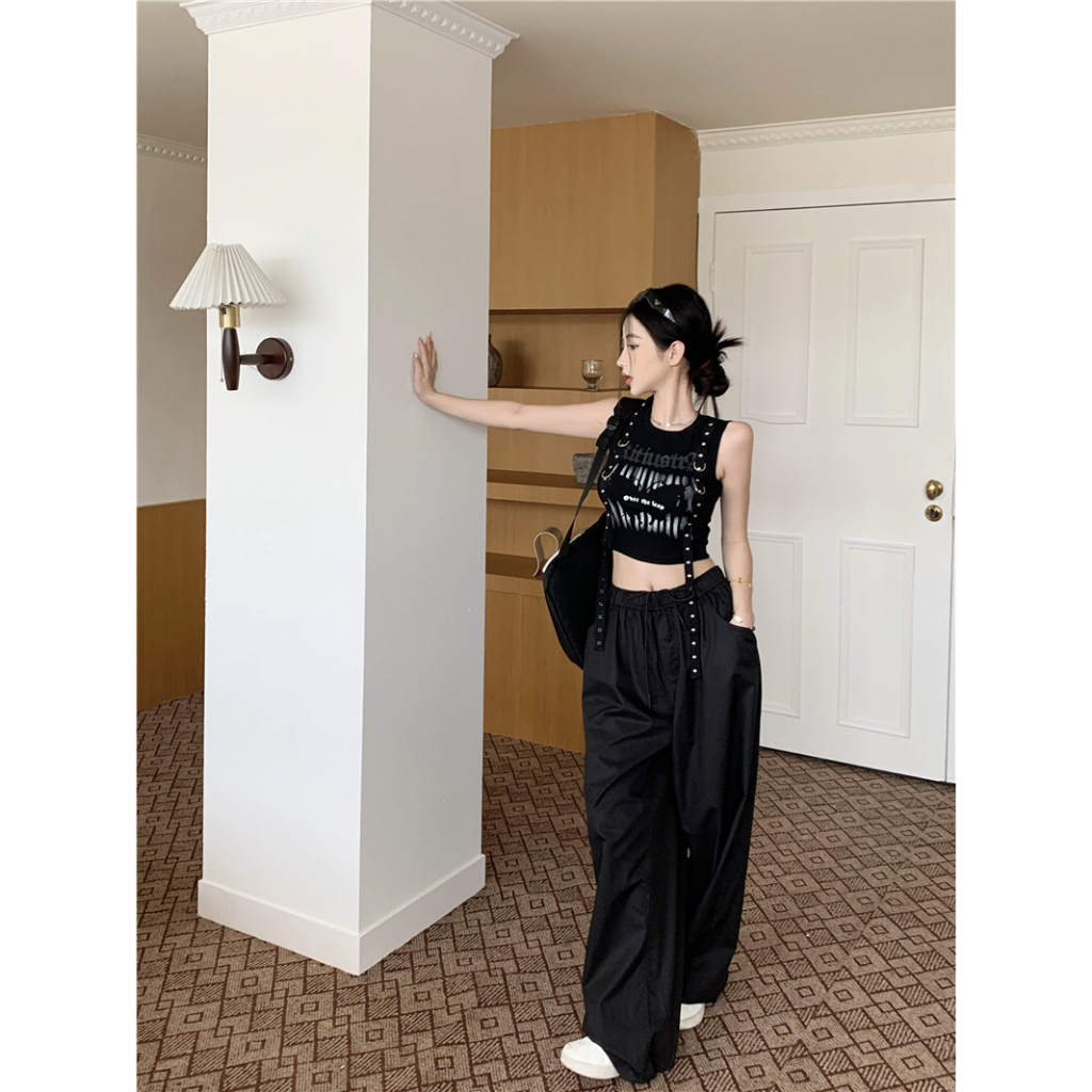 Áo Croptop Hai Dây Dáng Ôm In Chữ Và Bướm Phong Cách Mỹ Cổ Điển Thời Trang Mùa Hè Dành Cho Bạn Nữ