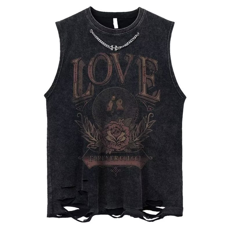 Áo vest Đen Dáng Rộng Phong Cách Hip Hop Mỹ Cổ Điển Thời Trang Cho Nam Và Nữ