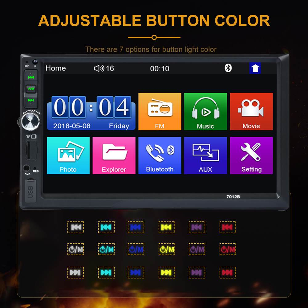 Máy Phát Đa Phương Tiện Tự Động Đa Phương Tiện 2 din 7 "HD Màn Hình Cảm Ứng 2DIN MP5 Bluetooth USB TF FM Camera 7023B Cho Xe Hơi