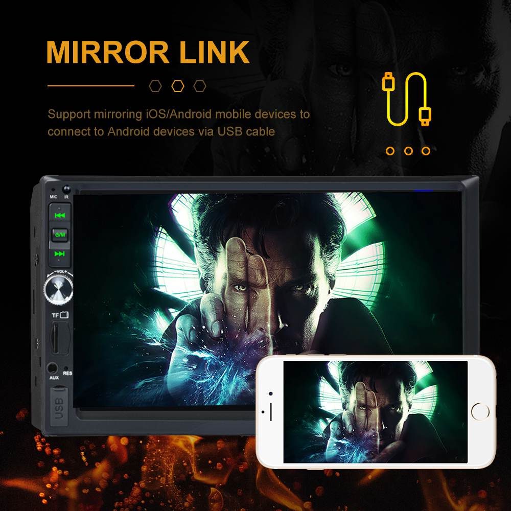 Máy Phát Đa Phương Tiện Tự Động Đa Phương Tiện 2 din 7 "HD Màn Hình Cảm Ứng 2DIN MP5 Bluetooth USB TF FM Camera 7023B Cho Xe Hơi