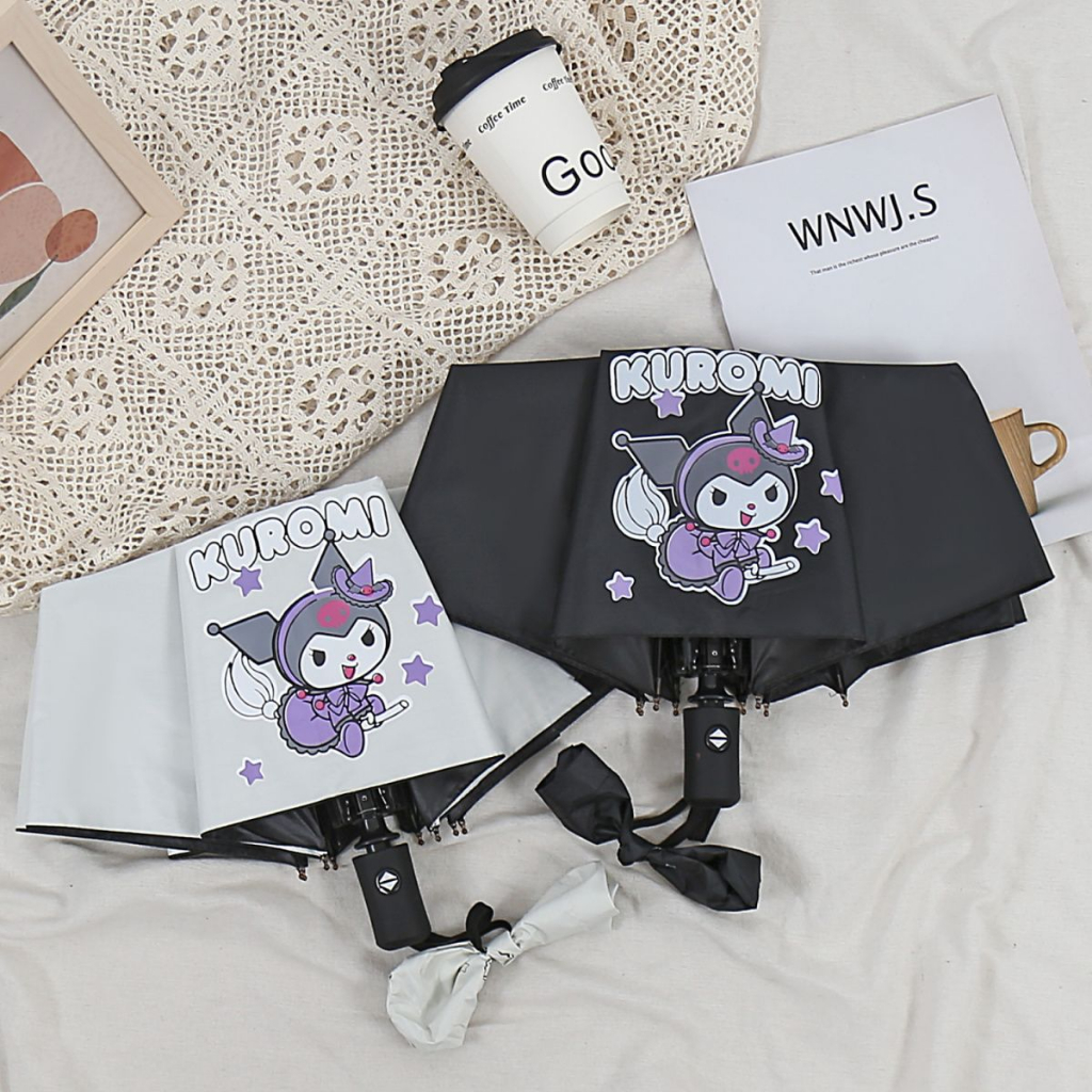 Kuromi Dù Gấp Tự Động mini Chống Tia uv Chống Gió Tiện Dụng Cho Nữ