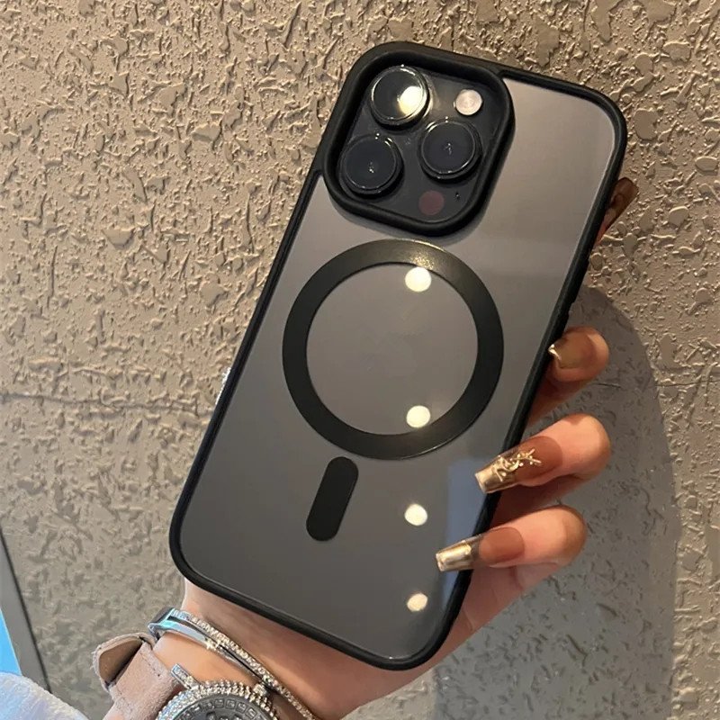 Ốp Điện Thoại Túi Khí Chống Rơi Màu Đen Nhám Hít Nam Châm Cho iPhone 15 12 13 14 pro MAX iPhone 13 pro iPhone 11